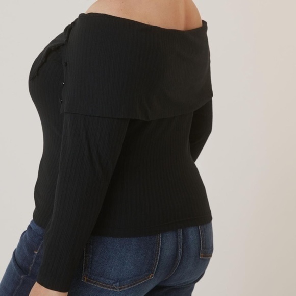 Anthropologie Ribbed Off-The-Shoulder Top NWT - Picture 3 of 4